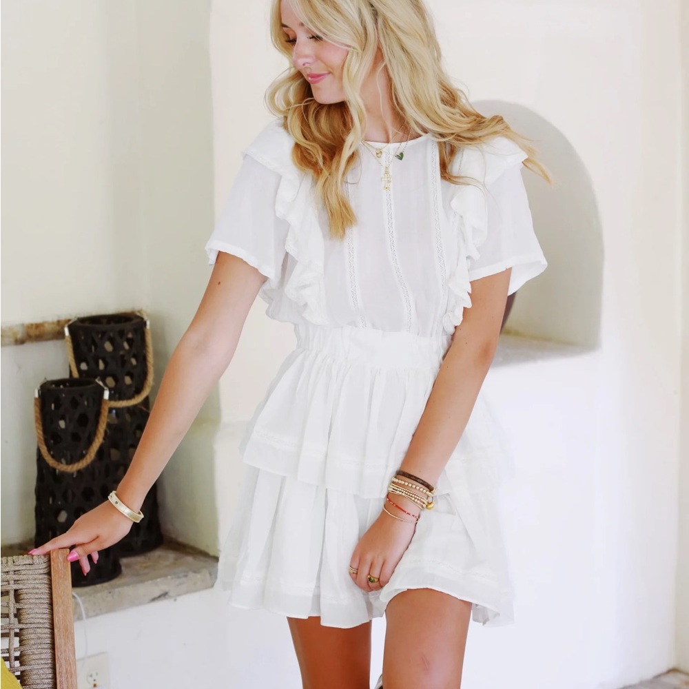 White ruffle mini dress